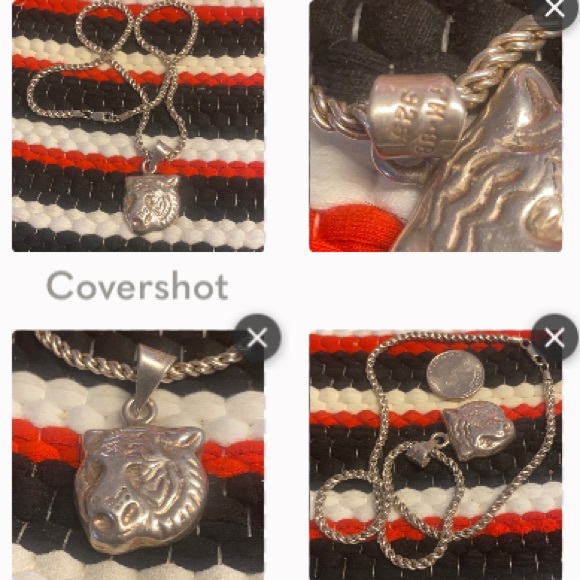 925 Tiger Pendant w thick unique rope chain 18”